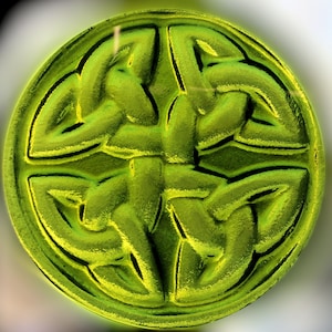Handmade Celtic Knot Recycled Bottle Glass Medallion Stained Glass Rondel Suncatcher