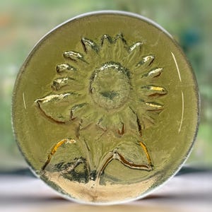 Handmade Small Sunflower Recycled Bottle Stained Glass Rondel Suncatcher Medallion