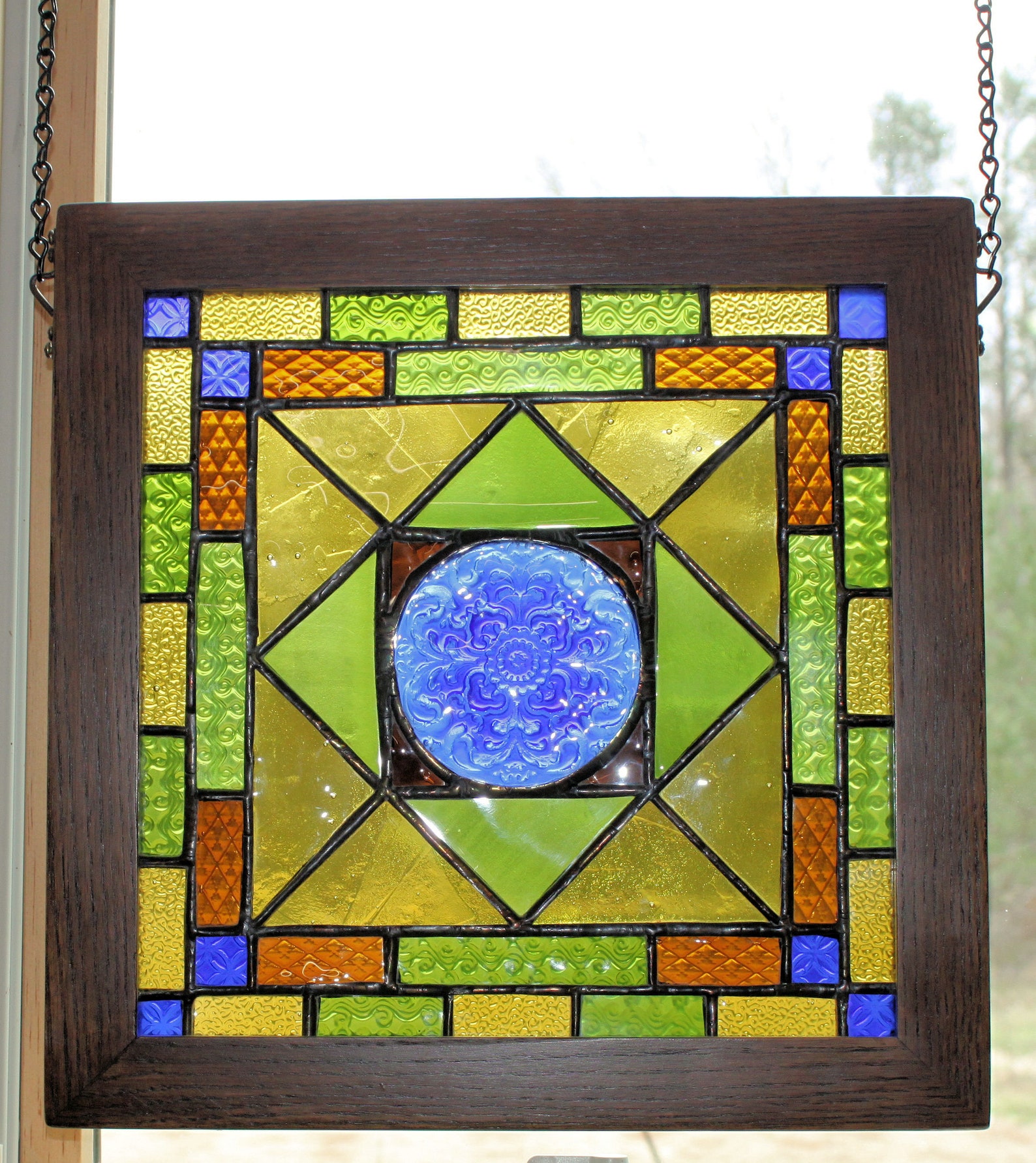 Recycled Bottle Glass Stained Glass Window Panel Featuring Etsy
