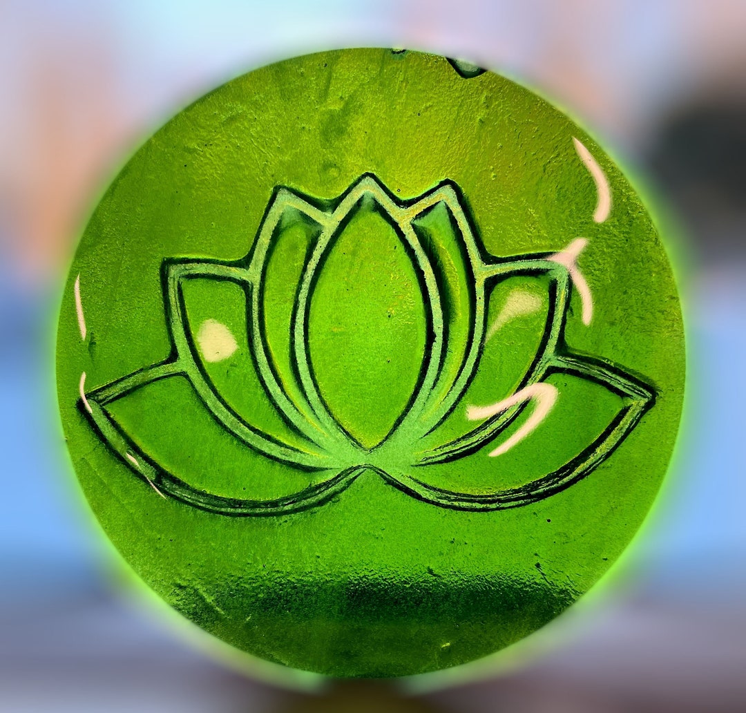Handmade Recycled Glass Lotus Flower Yoga Design Stained Glass Rondel ...