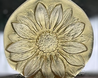 Handmade Treasure Flower Gazania Recycled Glass Rondel Stained Glass Medallion