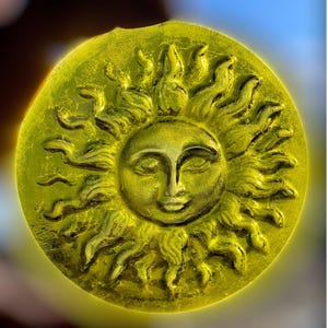 Handmade Sun With A Face Recycled Wine Bottle Glass Medallion Suncatcher Stained Glass Roundel