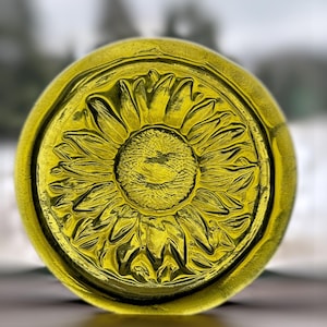 Handmade Sunflower Recycled Bottle Stained Glass Rondel Suncatcher Medallion