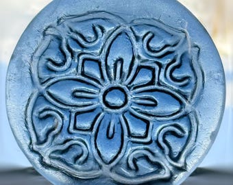 Handmade Rosette Number 3 Recycled Glass Suncatcher Medallion Stained Glass Rondel