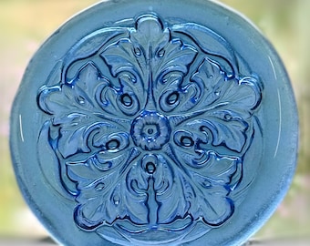 Handmade Cinquefoil Medallion Rosette Recycled Glass Suncatcher Stained Glass Rondel