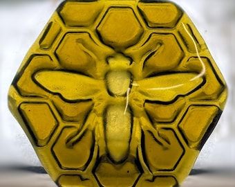 Handmade Hexagon Honey Bee Recycled Glass Suncatcher