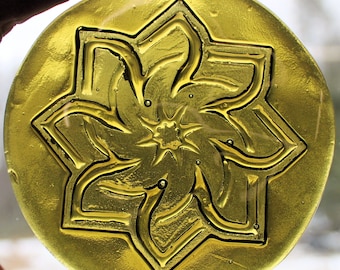 Handmade Pinwheel Recycled Glass Bottle Suncatcher Medallion Rondel