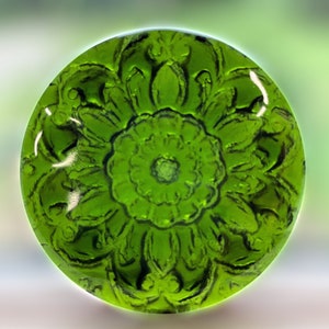 Handmade Small Frilly Flower Recycled Bottle Stained Glass Rondel Suncatcher Medallion