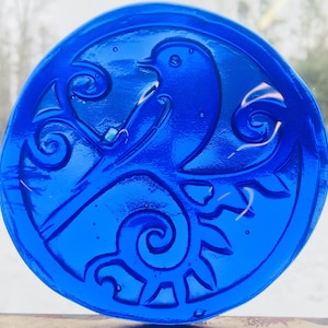 Handmade Bird Medallion Recycled Glass Suncatcher Stained Glass Rondel