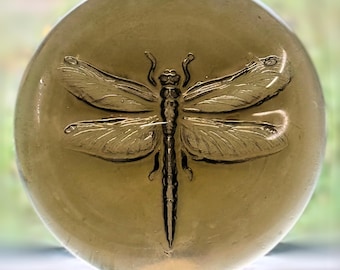 Handmade Large Dragonfly Recycled Glass  Suncatcher Stained Glass Rondel