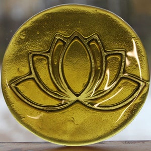 Handmade Recycled Glass Lotus Flower Yoga Design Stained Glass Rondel ...