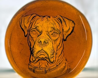 Handmade Recycled Bottle Glass Boxer Dog Stained Glass Suncatcher Rondel