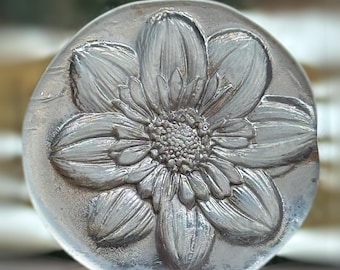 Handmade Collarette Dahlia Flower Recycled Glass Rondel