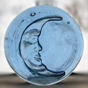 Handmade Moon With A Face Recycled Wine Bottle Glass Medallion Suncatcher Stained Glass Roundel