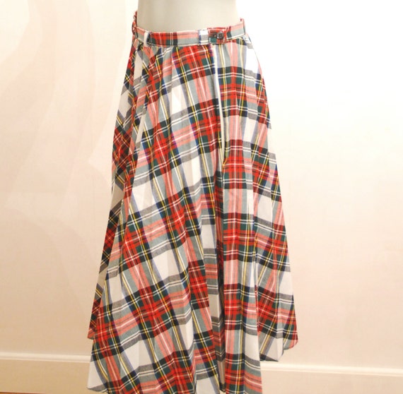Vintage Tartan Checked Skirt Pleated A-line Midi Length Knee - Etsy