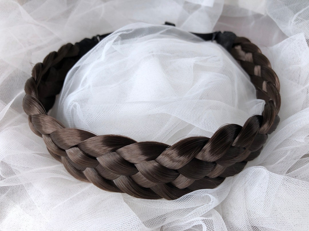 Dark Brown Braided Headband Fishbone Five Strands Boho Etsy