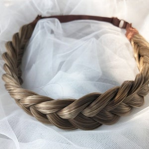 Two strands light brown blonde mixed Headband, Ash Blonde braided headband, Mixed French headband braids, braid extensions