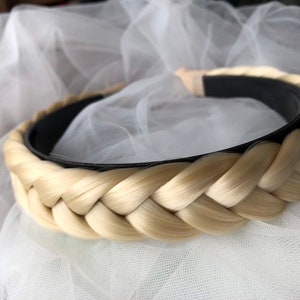 Boho Wedding headband,white Blonde braided headband, French headband braids