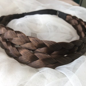 Double weft  three strands mixed chestnut brown braided headband, dark brown French headband braids, braids extension