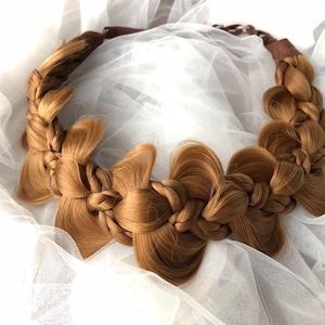 Unique Butterfly braids headband, strawberry blonde wide boho braided headband, French headband braids extensions
