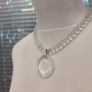Clear Acrylic Disc Pendant Necklace: Minimalist Lucite Jewelry