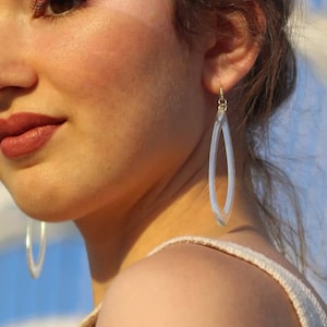Clear Drop Earrings, Transparent Raindrop Earrings, Resin Dangle Earrings, Big Teardrop Earrings, Long Acrylic Hoop Earrings