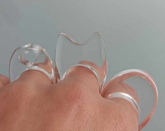 Clear Acrylic Ring, Lucite Statement Ring, Big Chunky Plexiglass Ring, Bold Transparent Ring, Stacking Rings, Modern Rings, Heart Ring