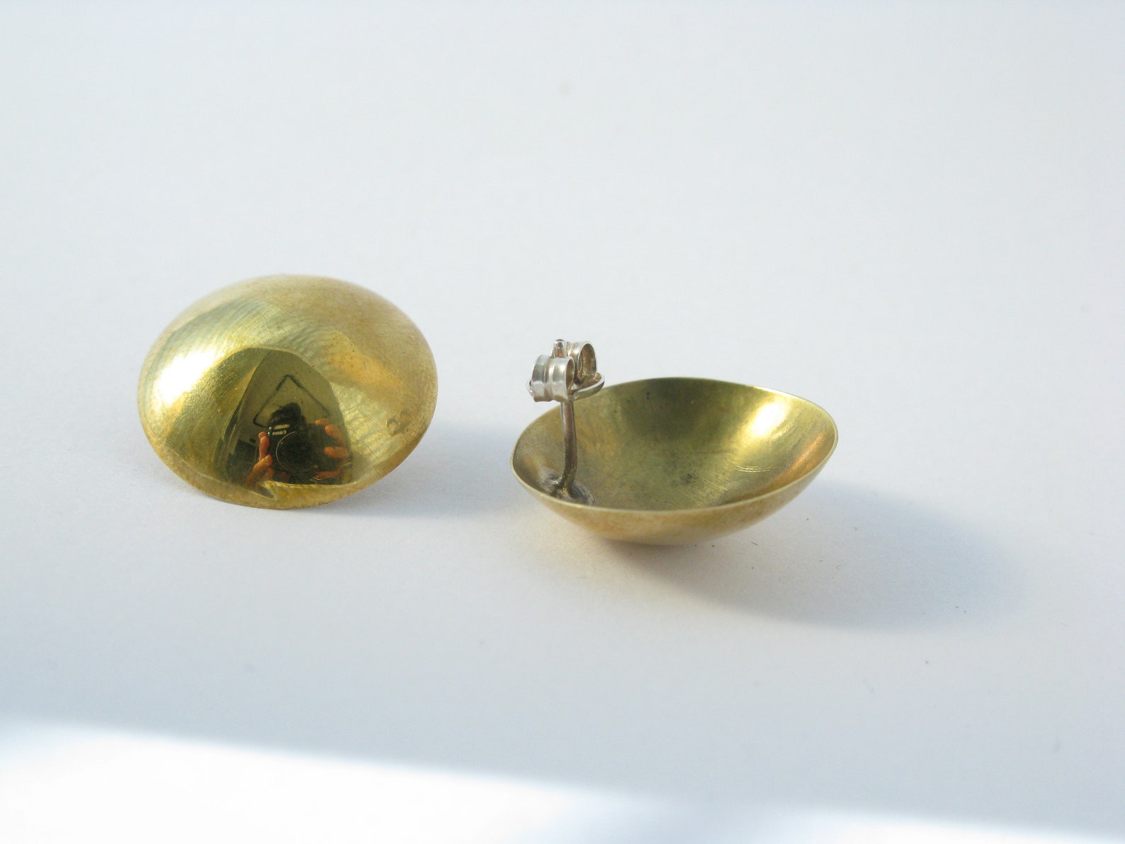 Gold Half Ball Stud Earrings Vintage Style Brass Earrings Etsy