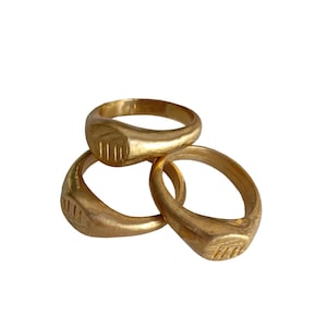 Signet Ring, Angel Number 1111 Ring, Gold Chevalier Ring, Gold Plated Brass Rings, Stump Ring, Everyday Rings
