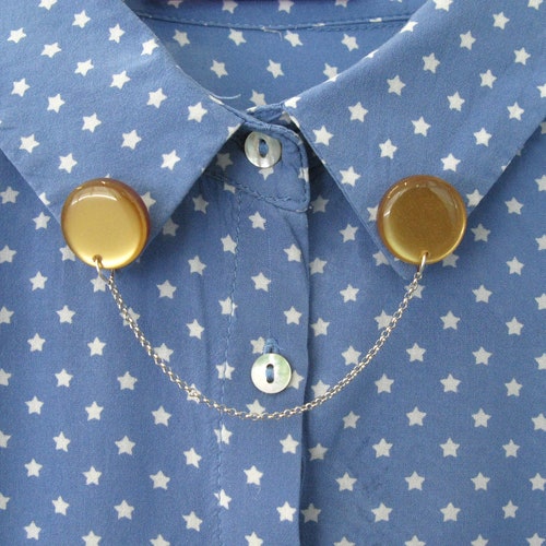 Gold Collar Pins Golden Cardigan Clips 