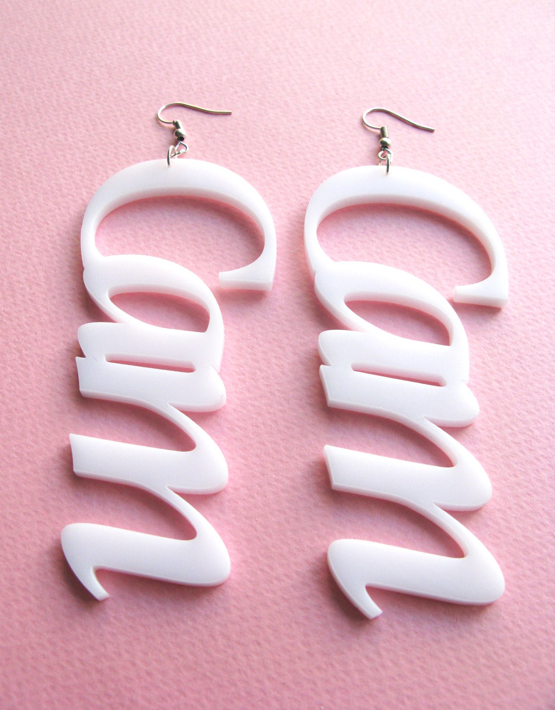 Custom Word Earrings Large Laser Cut Acrylic Earrings Etsy