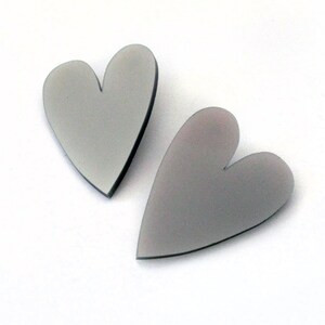 Acrylic Heart Stud Earrings, Large Laser Cut Post Earrings, Silver Grey Love Earrings, 80's Inspired Disco Earrings, Plexiglass Jewellery image 8