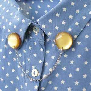 Gold Collar Pins, Golden Cardigan Clips, Elegant Collar Clips, Collar Chain, Acrylic Collar Tips, Teens Gift, Gift under 20, Collar Brooch