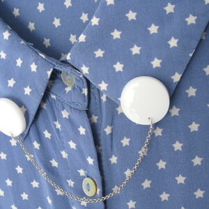 White Collar Pins, Minimalist Sweater Clip, Cardigan Collar Clips, Collar Chain, Collar Tips, Teen Gift, Gift under 20, Collar Brooch