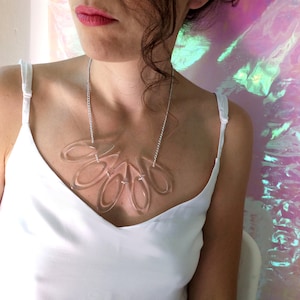 Clear Drop Necklace, Statement Necklace, Large Raindrop Charm Necklace, Transparent Acrylic Necklace, Bib Necklace, Fashion Lucite Necklace