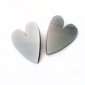 Acrylic Heart Stud Earrings, Large Laser Cut Post Earrings, Silver Grey Love Earrings, 80's Inspired Disco Earrings, Plexiglass Jewellery image 4