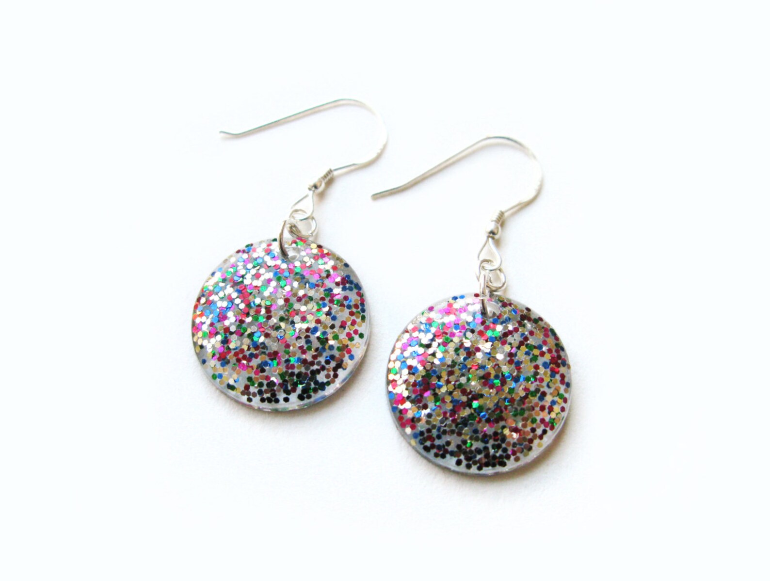 Rainbow Glitter Earrings Colorful Confetti Earrings Mermaid Etsy
