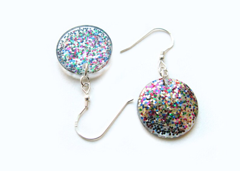 Rainbow Glitter Earrings Colorful Confetti Earrings Mermaid Etsy