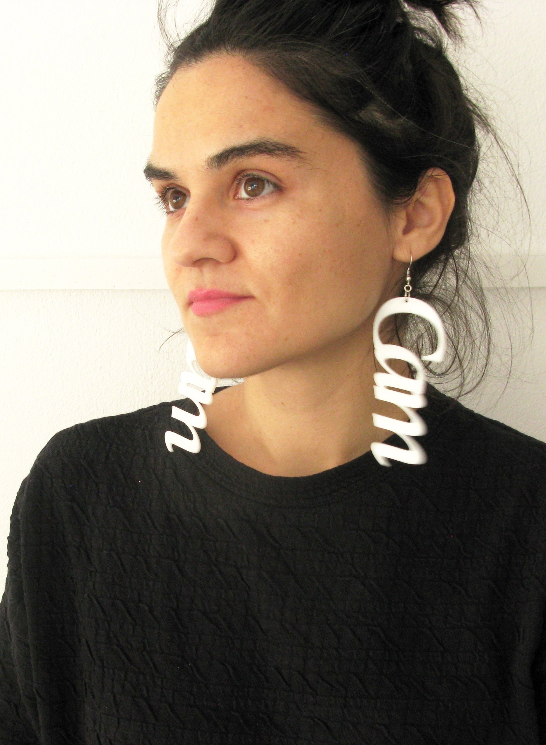 Custom Word Earrings, Large Laser Cut Acrylic Earrings, Personalized Name Jewellery, Customized Statement Earrings, Choose Your Color