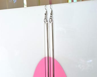 Long Clear Acrylic Stick Earrings: Minimalist Dangle Jewelry