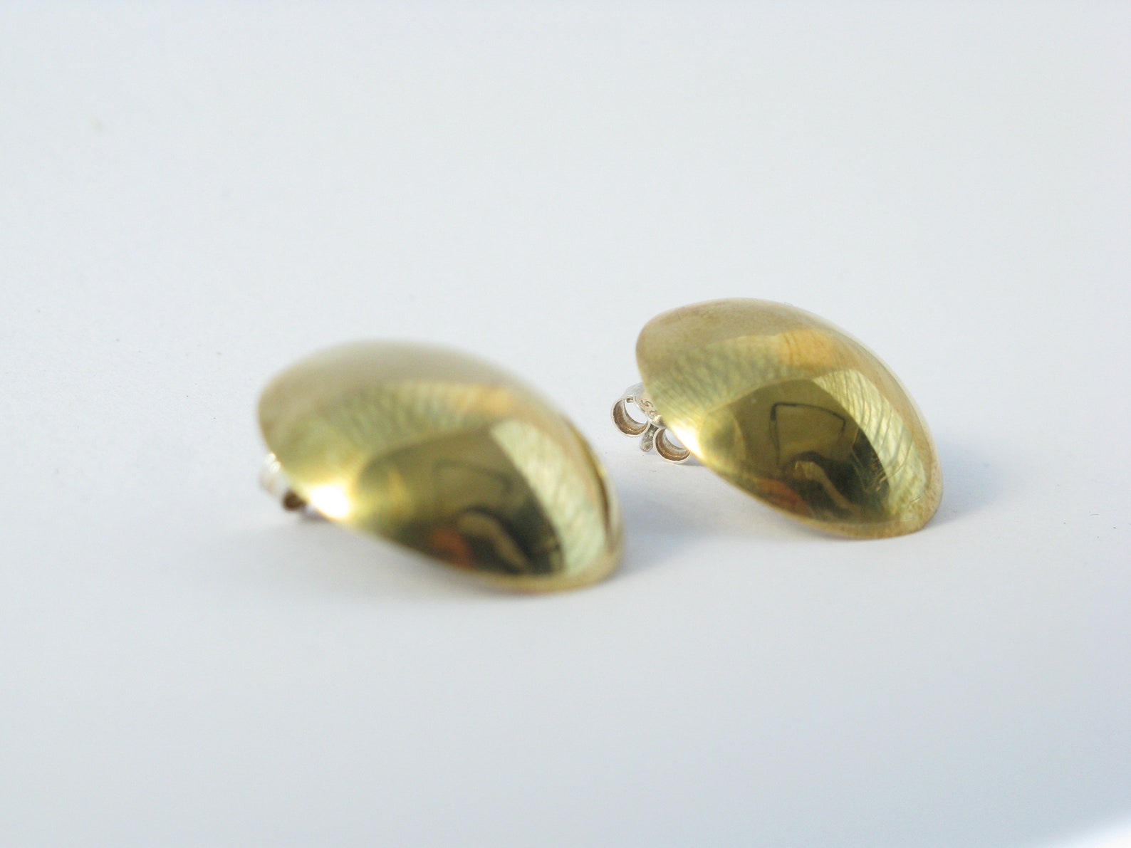 Gold Half Ball Stud Earrings Vintage Style Brass Earrings Etsy