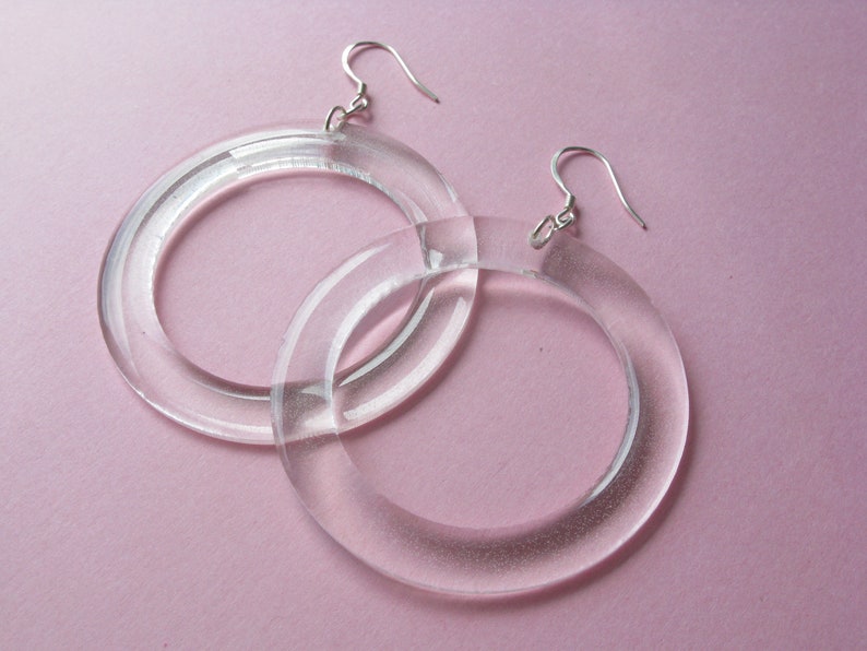 Clear Lucite Hoops Transparent Acrylic 2 Inch Hoop Earrings Etsy