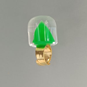 Neongrün Ring, großer Acryl Ring, große Lucite Neon Ringe, große Statement Ringe, Cocktailringe, klar einstellbare Ring, Modeschmuck