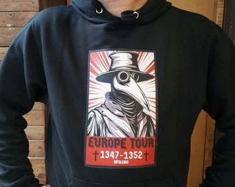 Plague Doctor Hoodie, High-Quality Black goth Sweatshirt, Cozy Warmth, Gothic Fashion Apparel, Unique Art, Comfortable Hooded Sweatshirt