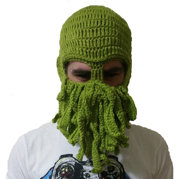 GORRO SKI CTHULHU pasamontañas snowboard nieve Horror cosmico Lovecraft ganchillo original literatura rol