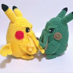 pikachu cthulhu pikachu plush cthulhu toy Pikathulhu pokemon go plush Cthulhu art Cthulhu 1 YELLOW 1 GREEN