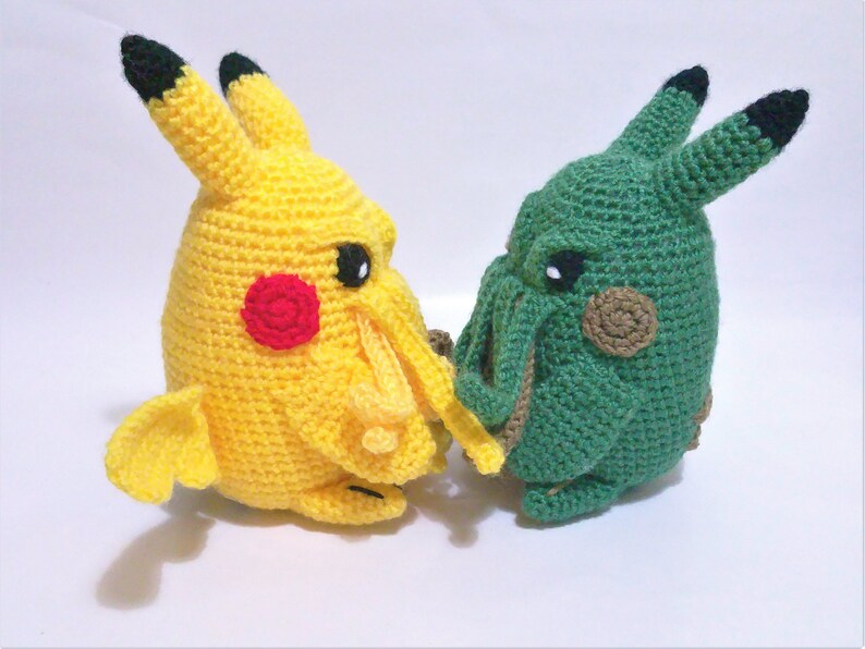 pikachu cthulhu pikachu plush cthulhu toy Pikathulhu pokemon go plush Cthulhu art Cthulhu 1 YELLOW 1 GREEN