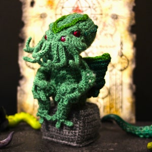 Estatua Cthulhu, arte lovecraft, pieza de arte, amigurumi oscuro, H.P Lovecraft,