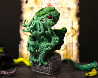 Estatua Cthulhu, arte lovecraft, pieza de arte, amigurumi oscuro, H.P Lovecraft,