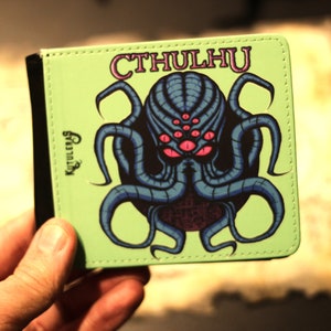 Cartera negra elegante, Cthulhu, piel sintetica